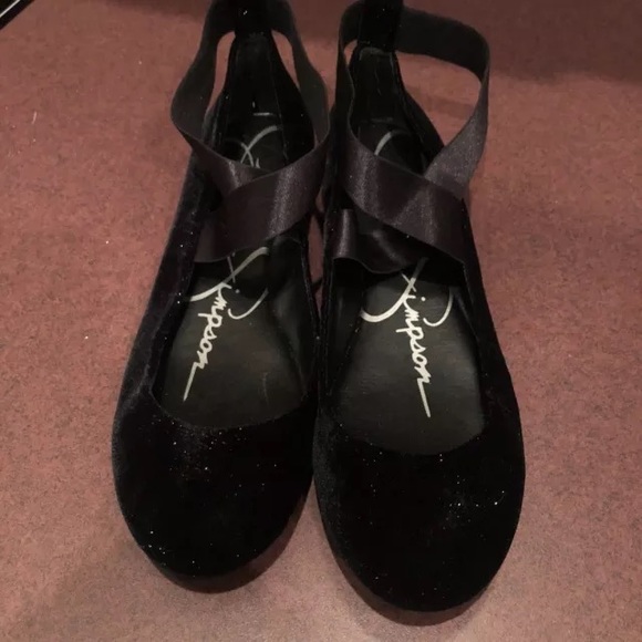 Jessica Simpson Shoes - Jessica Simpson Black Ballet Flats Velvet glitter